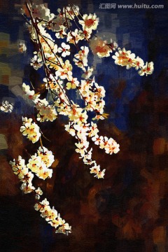 桃花油畫