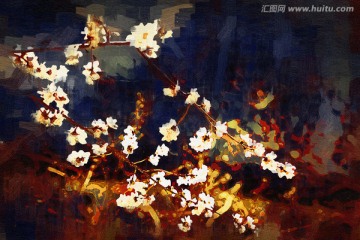 桃花油畫