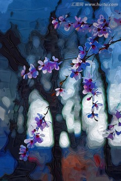 桃花油畫