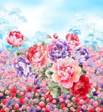 漂亮五彩花卉（有分層）