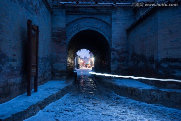 西古堡地藏寺夜景 蓝调