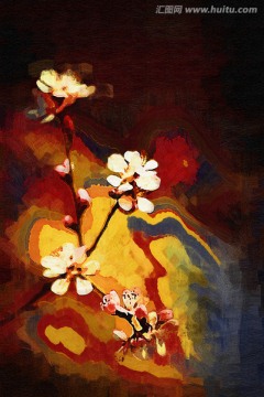 桃花油畫