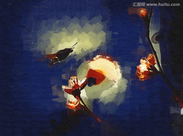 桃花油畫