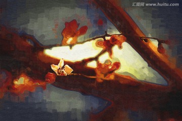 桃花油畫