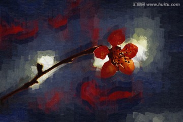 桃花油畫