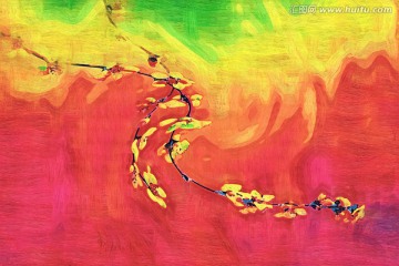 桃花油畫