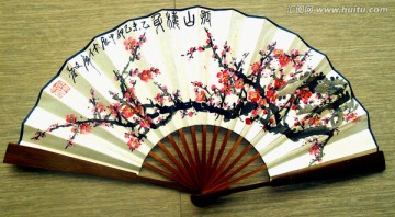 國(guó)畫(huà)紅梅扇面