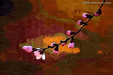 桃花油畫