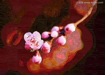 桃花油畫