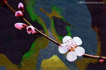 桃花油画