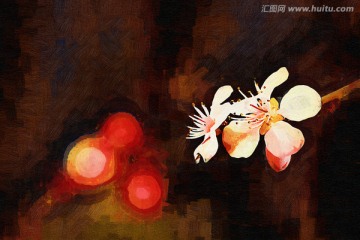 桃花油畫