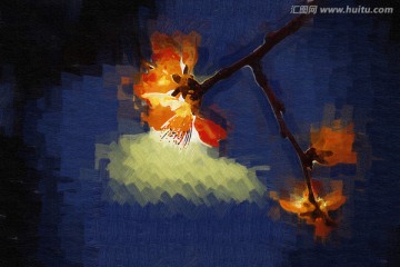 桃花油畫