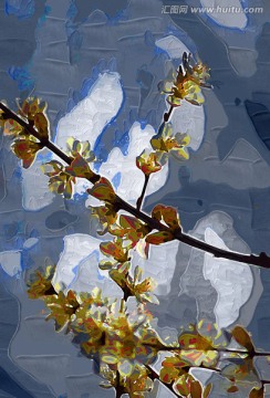 桃花油畫