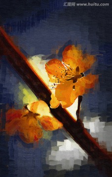 桃花油畫