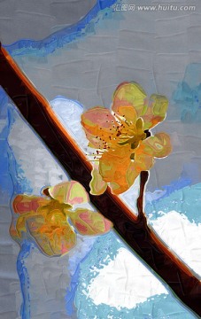 桃花油畫