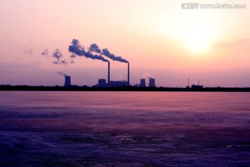 黄昏 日落 夕阳 热电厂 落日