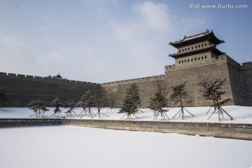 大同市新建古城公园 蓝天白云