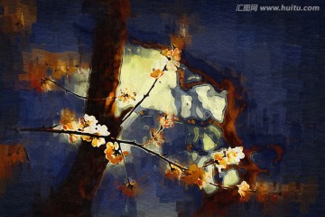 桃花油畫