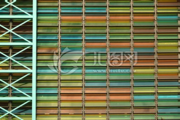 建筑装饰素材 彩色玻璃幕墙