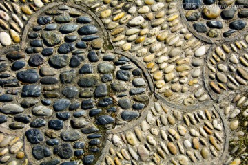 鹅卵石地面 石头路 石材铺路