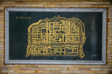广州清代广州地图工艺雕刻墙