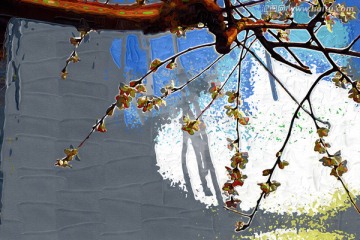 桃花油畫