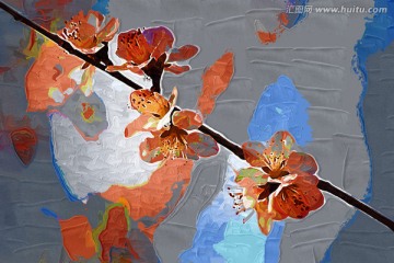 桃花油画