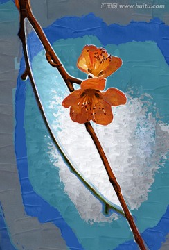 桃花油畫
