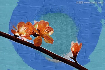 桃花油畫