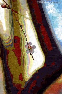 桃花油畫