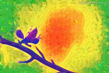 桃花油畫