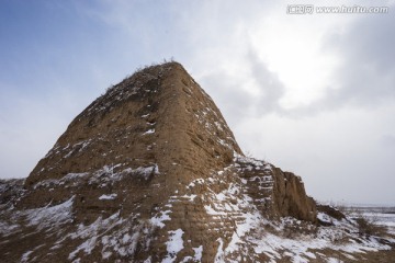 大同土长城 烽火台特写 烽燧