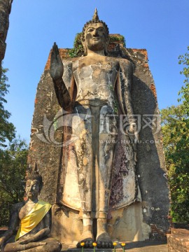 泰国素可泰遗迹公园佛像石雕