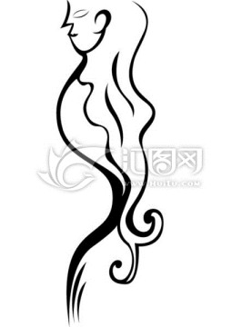 簡約女人線條矢量圖