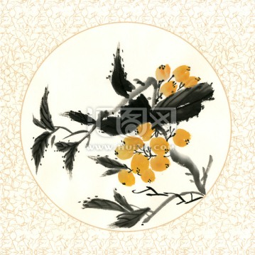 枇杷圖 裝飾畫 水果豐收