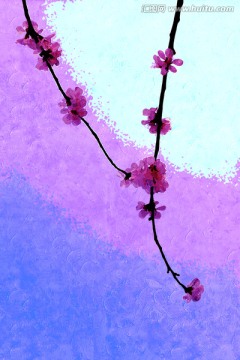 桃花油畫