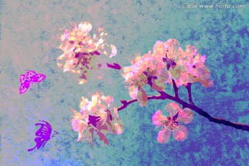 桃花油畫