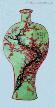 國畫梅瓶