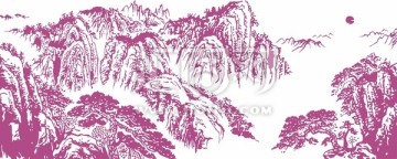 山水圖案紋樣 前程似錦