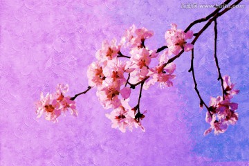 桃花油畫