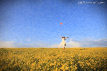油畫 少女
