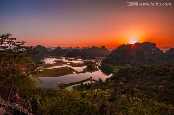 普者黑 青龙山 夕阳