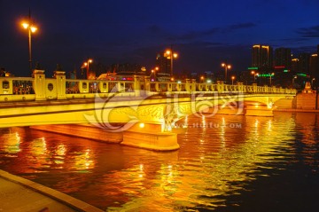 天津海河风光 狮子林桥夜景