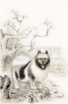 狗 家犬 萌物 国画