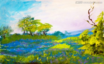 熏衣草田 風(fēng)景油畫(huà)