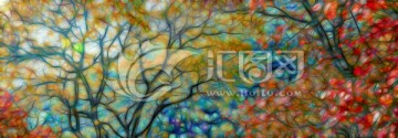 抽象紅葉風景畫 不分層