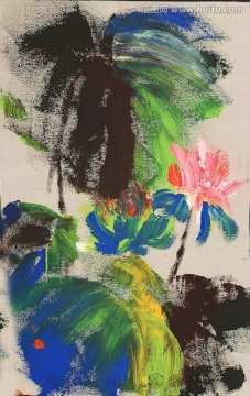 抽象荷花油畫