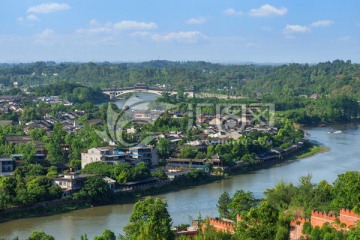 黄龙溪古镇俯瞰全景