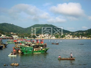 夹马口水道与澳门路环岛景色