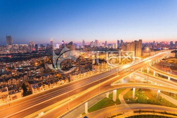 青岛福州路立交桥夜景高清